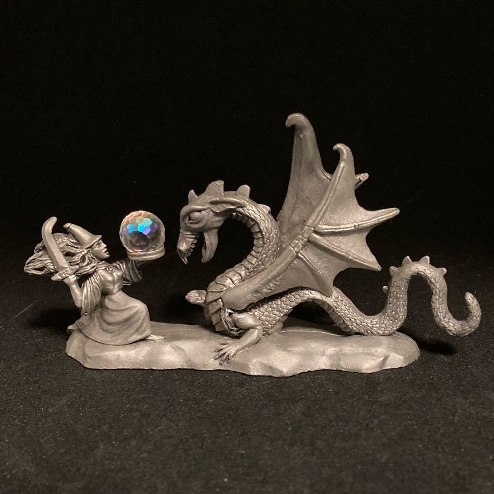 Pewter Dragon Witch Fight Crystal Ball 1986